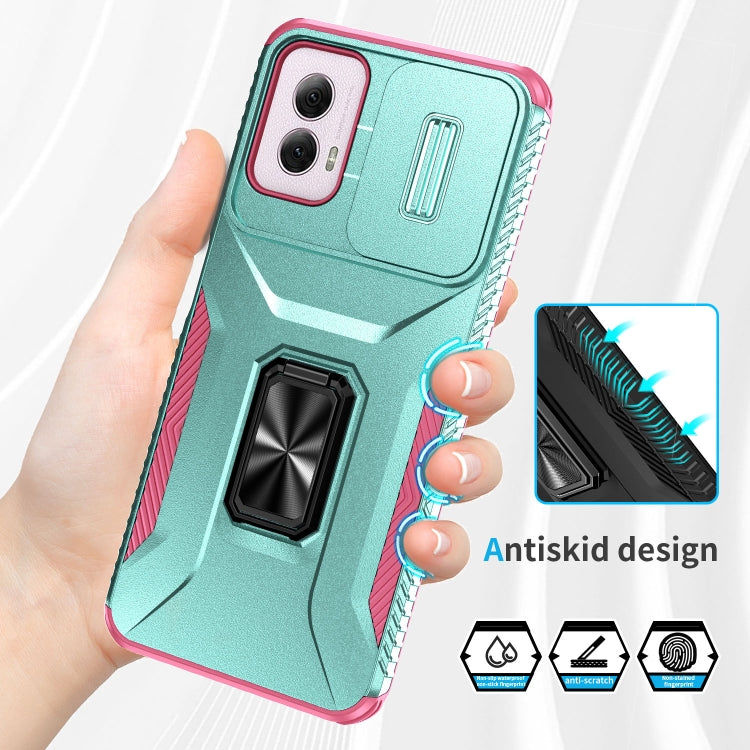For Motorola Moto G Power 2024 Sliding Camshield Holder Phone Case(Grey Green + Pink) - Motorola Cases by PMC Jewellery | Online Shopping South Africa | PMC Jewellery | Buy Now Pay Later Mobicred