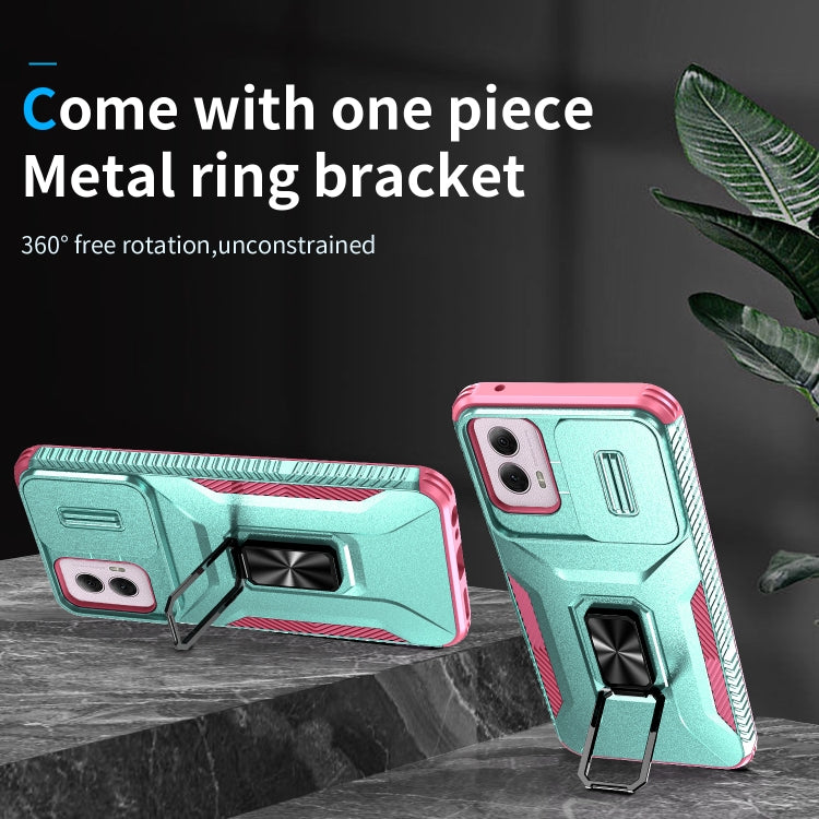 For Motorola Moto G Power 2024 Sliding Camshield Holder Phone Case(Grey Green + Pink) - Motorola Cases by PMC Jewellery | Online Shopping South Africa | PMC Jewellery | Buy Now Pay Later Mobicred