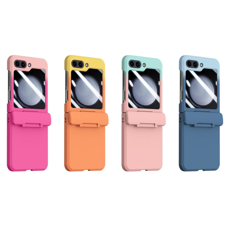 For Samsung Galaxy Z Flip5 5G PC Skin Feel Integrated Foldable Mid Shaft Phone Case(Pink Cyan) - Galaxy Z Flip5 Cases by PMC TechLife | Online Shopping South Africa | PMC TechLife