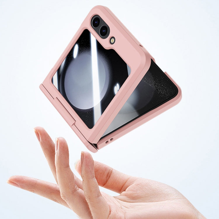 For Samsung Galaxy Z Flip5 5G PC Skin Feel Integrated Foldable Mid Shaft Phone Case(Pink Cyan) - Galaxy Z Flip5 Cases by PMC TechLife | Online Shopping South Africa | PMC TechLife