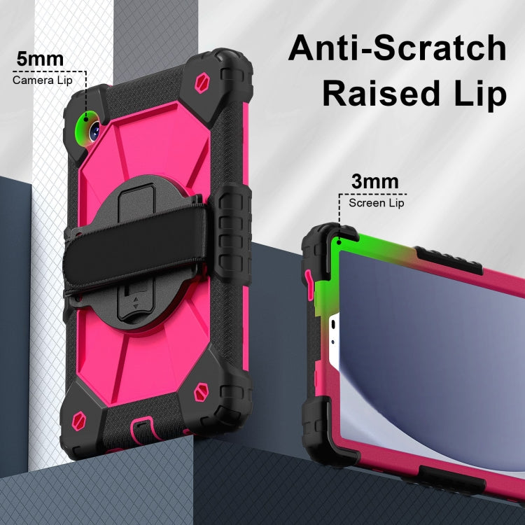 For Samsung Galaxy Tab A9 X115 Contrast Color Robot C2 Silicone Hybrid PC Tablet Case(Black Rose Red) - Other Galaxy Tab PC by PMC TechLife | Online Shopping South Africa | PMC TechLife