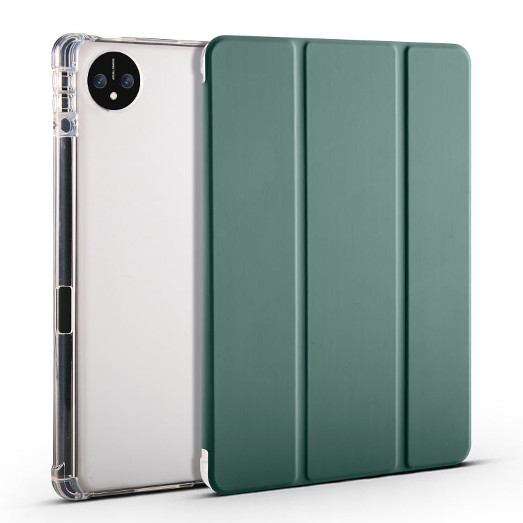 For Huawei MatePad Pro 11 2024 3-fold Clear TPU Leather Tablet Case with Pen Slot(Green) - Huawei by PMC Jewellery | Online Shopping South Africa | PMC Jewellery | Buy Now Pay Later Mobicred