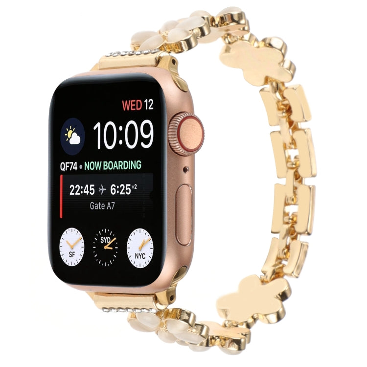 For Apple Watch SE 2023 40mm 5-petaled Flower Zinc Alloy Chain Watch Band(Gold) - free shipping - PMC TechLife - Order now!