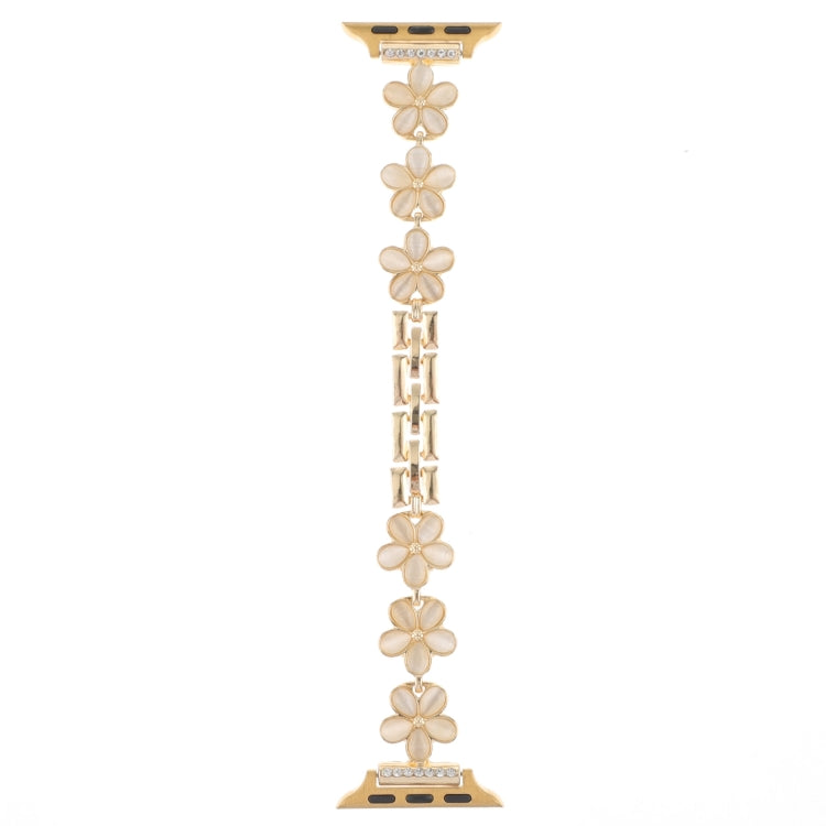 For Apple Watch SE 2023 40mm 5-petaled Flower Zinc Alloy Chain Watch Band(Gold) - free shipping - PMC TechLife - Order now!