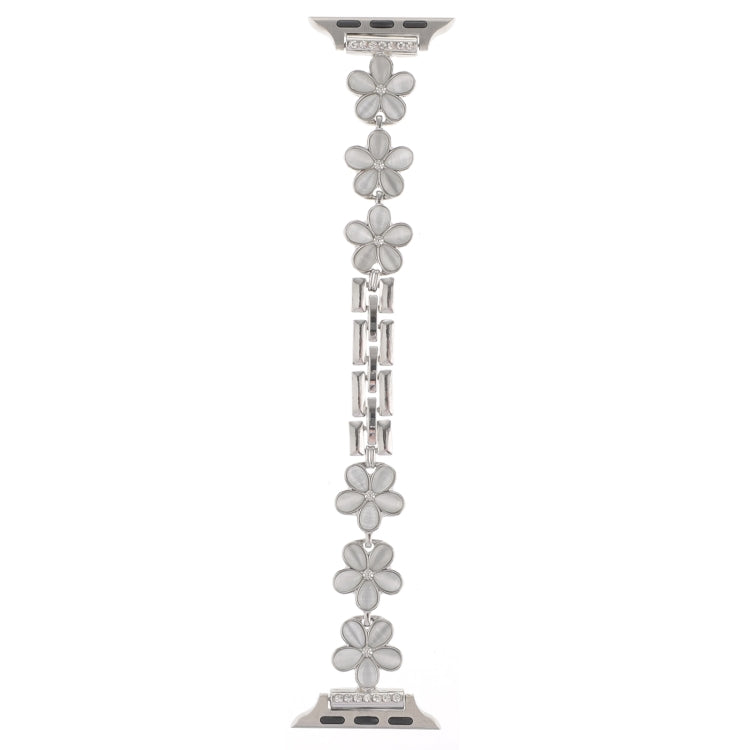 For Apple Watch SE 2023 40mm 5-petaled Flower Zinc Alloy Chain Watch Band(Silver) - Watch Bands by PMC TechLife | Online Shopping South Africa | PMC TechLife
