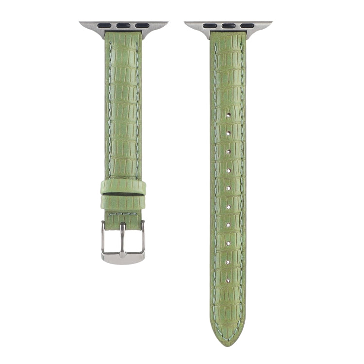 For Apple Watch Ultra 2 49mm Slim Crocodile Leather Watch Band(Light Green) - Watch Bands by PMC TechLife | Online Shopping South Africa | PMC TechLife
