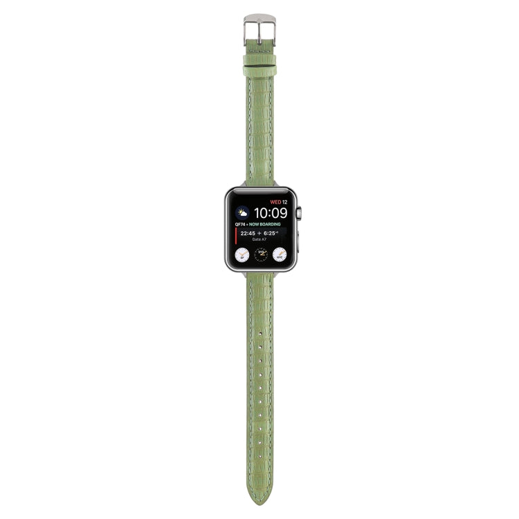 For Apple Watch Ultra 2 49mm Slim Crocodile Leather Watch Band(Light Green) - Watch Bands by PMC TechLife | Online Shopping South Africa | PMC TechLife