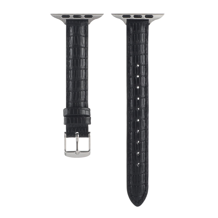 For Apple Watch Ultra 2 49mm Slim Crocodile Leather Watch Band(Black) - Watch Bands by PMC TechLife | Online Shopping South Africa | PMC TechLife | Buy Now Pay Later Mobicred