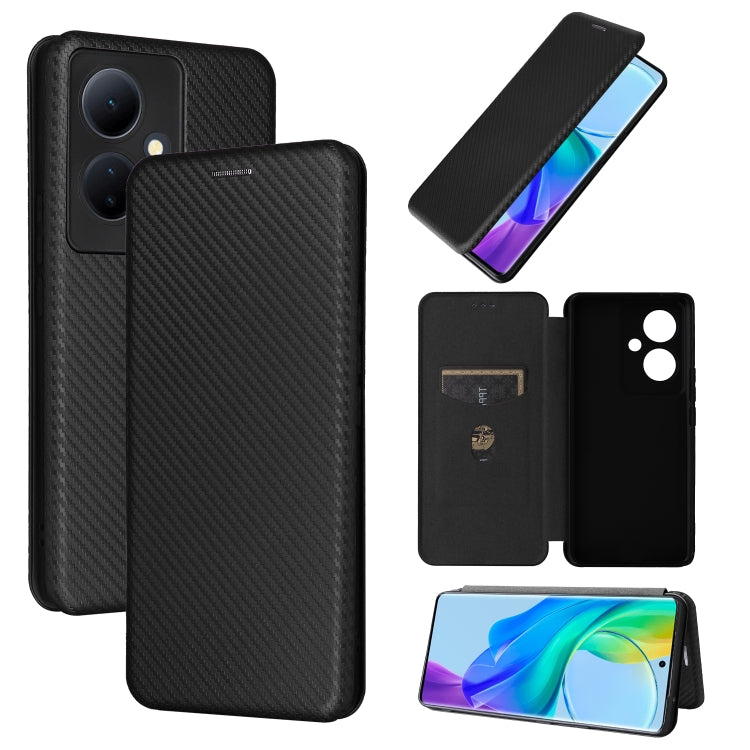 For vivo V29 Lite Carbon Fiber Texture Flip Leather Phone Case(Black) - vivo Cases by PMC TechLife | Online Shopping South Africa | PMC TechLife | Buy Now Pay Later Mobicred