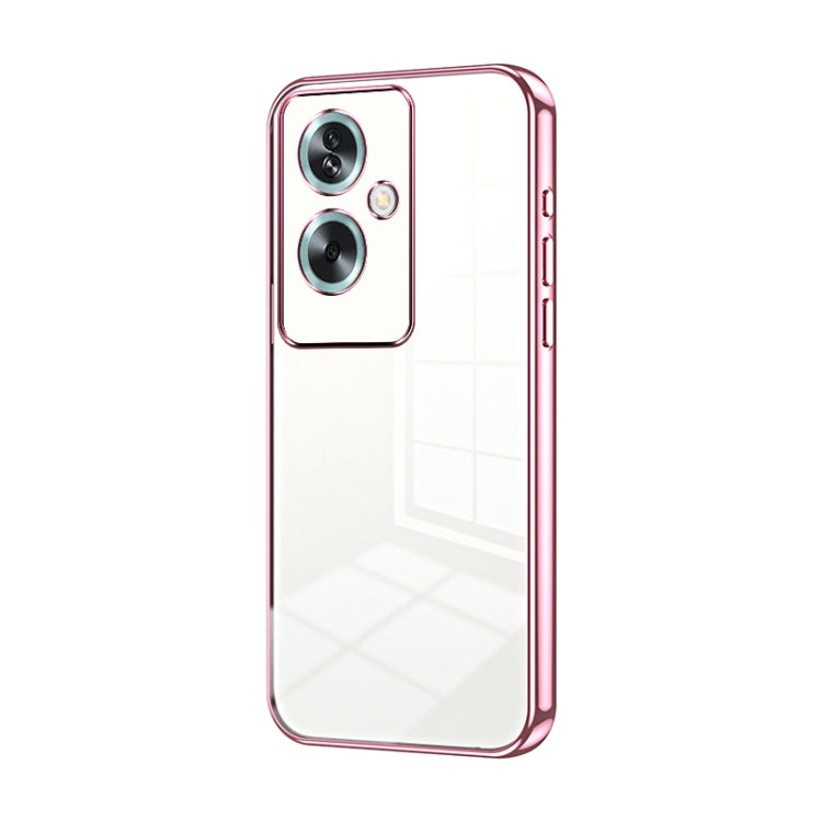 For OPPO A79 5G / A2 Transparent Plating Fine Hole Phone Case(Pink) - OPPO Cases by PMC TechLife | Online Shopping South Africa | PMC TechLife | Buy Now Pay Later Mobicred