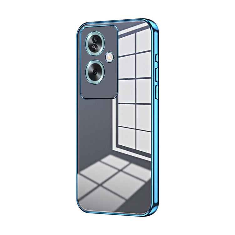 For OPPO A79 5G / A2 Transparent Plating Fine Hole Phone Case(Blue) - OPPO Cases by PMC TechLife | Online Shopping South Africa | PMC TechLife | Buy Now Pay Later Mobicred