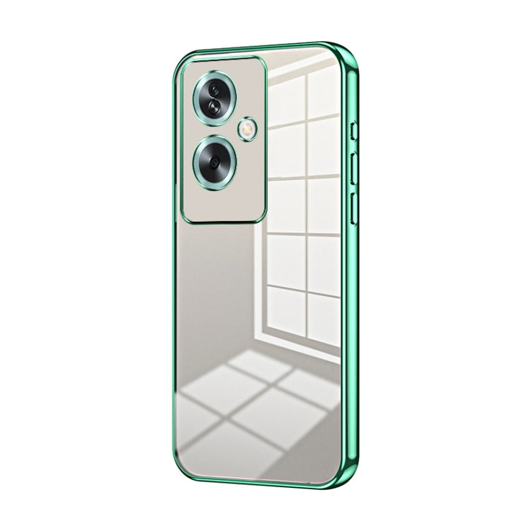 For OPPO A79 5G / A2 Transparent Plating Fine Hole Phone Case(Green) - OPPO Cases by PMC TechLife | Online Shopping South Africa | PMC TechLife | Buy Now Pay Later Mobicred