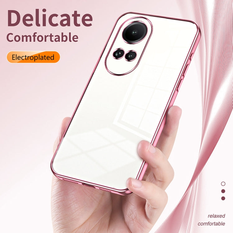 For OPPO Reno10 5G/Reno10 Pro 5G Global Transparent Plating Fine Hole Phone Case(Blue) - OPPO Cases by PMC TechLife | Online Shopping South Africa | PMC TechLife | Buy Now Pay Later Mobicred