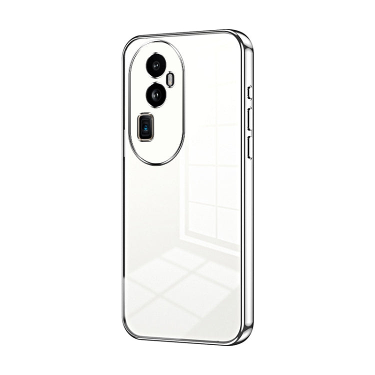 For OPPO Reno10 Pro+ Transparent Plating Fine Hole Phone Case(Silver) - OPPO Cases by PMC TechLife | Online Shopping South Africa | PMC TechLife | Buy Now Pay Later Mobicred