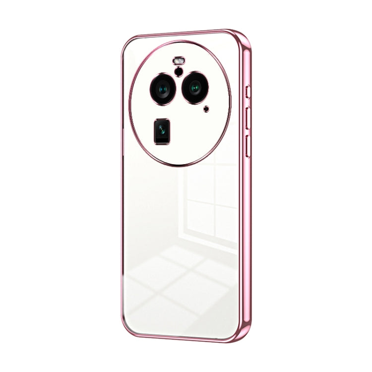 For OPPO Find X6 Pro Transparent Plating Fine Hole Phone Case(Pink) - OPPO Cases by PMC TechLife | Online Shopping South Africa | PMC TechLife | Buy Now Pay Later Mobicred