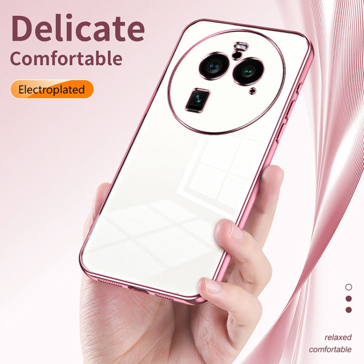 For OPPO Find X6 Pro Transparent Plating Fine Hole Phone Case(Pink) - OPPO Cases by PMC TechLife | Online Shopping South Africa | PMC TechLife | Buy Now Pay Later Mobicred