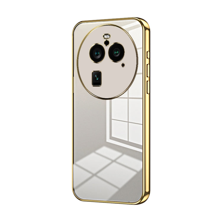 For OPPO Find X6 Pro Transparent Plating Fine Hole Phone Case(Gold) - OPPO Cases by PMC TechLife | Online Shopping South Africa | PMC TechLife | Buy Now Pay Later Mobicred