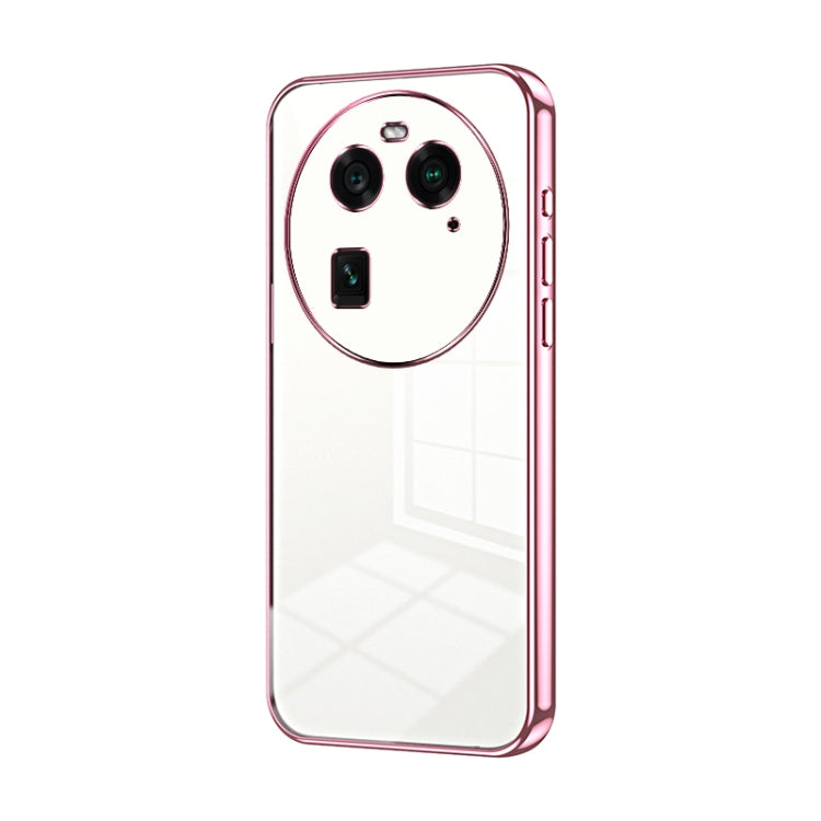 For OPPO Find X6 Transparent Plating Fine Hole Phone Case(Pink) - OPPO Cases by PMC TechLife | Online Shopping South Africa | PMC TechLife | Buy Now Pay Later Mobicred