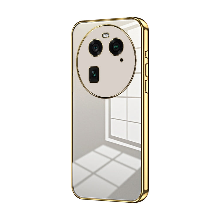 For OPPO Find X6 Transparent Plating Fine Hole Phone Case(Gold) - OPPO Cases by PMC TechLife | Online Shopping South Africa | PMC TechLife | Buy Now Pay Later Mobicred