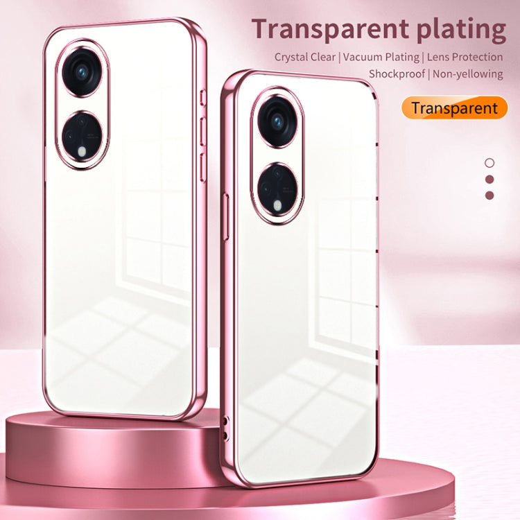 For OPPO Reno8 T 5G Transparent Plating Fine Hole Phone Case(Purple) - OPPO Cases by PMC TechLife | Online Shopping South Africa | PMC TechLife | Buy Now Pay Later Mobicred