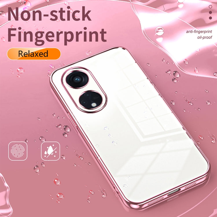 For OPPO Reno8 T 5G Transparent Plating Fine Hole Phone Case(Purple) - OPPO Cases by PMC TechLife | Online Shopping South Africa | PMC TechLife | Buy Now Pay Later Mobicred