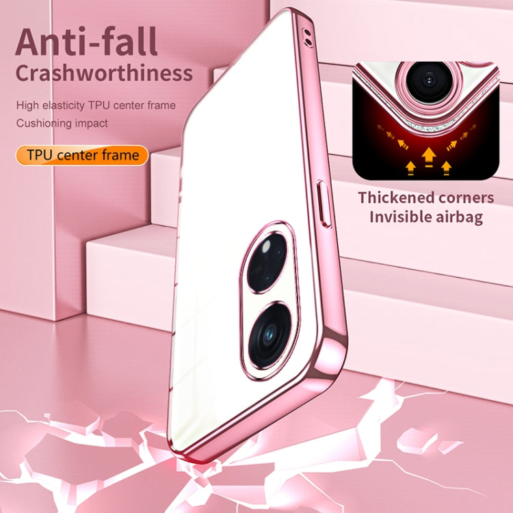 For OPPO Reno8 T 5G Transparent Plating Fine Hole Phone Case(Purple) - OPPO Cases by PMC TechLife | Online Shopping South Africa | PMC TechLife | Buy Now Pay Later Mobicred