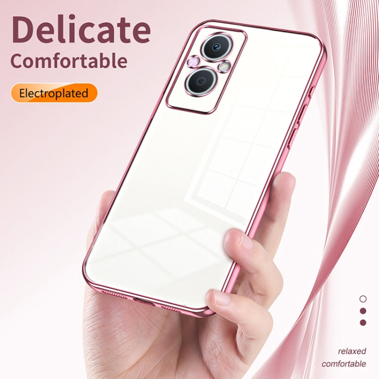 For OPPO Reno7 Z 5G / F21 Pro 5G Transparent Plating Fine Hole Phone Case(Purple) - OPPO Cases by PMC TechLife | Online Shopping South Africa | PMC TechLife | Buy Now Pay Later Mobicred