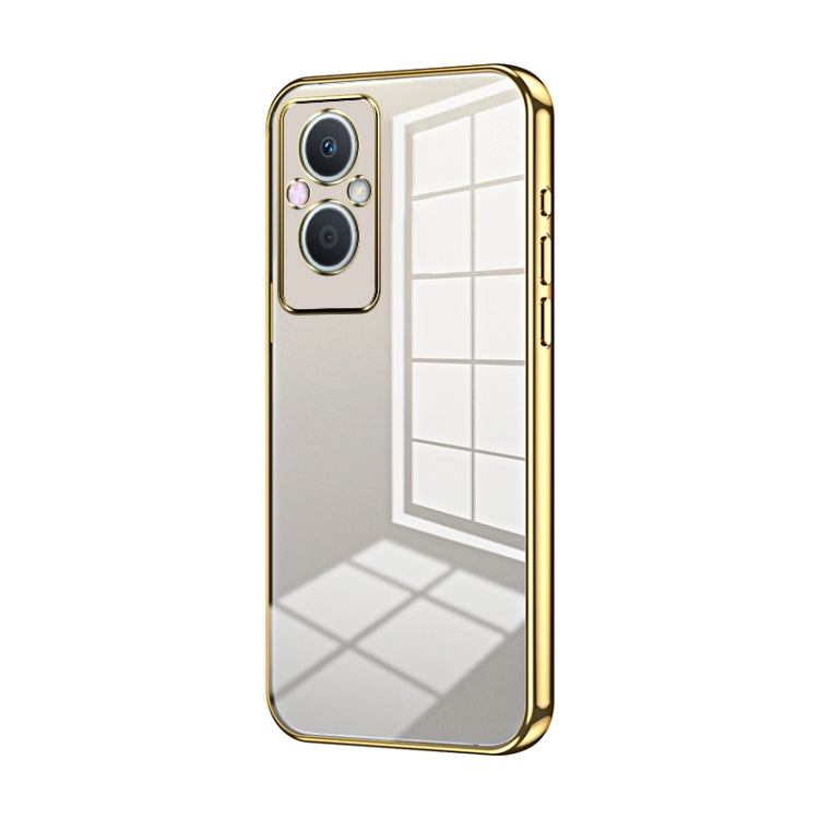 For OPPO Reno7 Z 5G / F21 Pro 5G Transparent Plating Fine Hole Phone Case(Gold) - OPPO Cases by PMC TechLife | Online Shopping South Africa | PMC TechLife | Buy Now Pay Later Mobicred