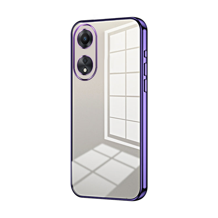 For OPPO A58 5G / A58x 5G Transparent Plating Fine Hole Phone Case(Purple) - OPPO Cases by PMC TechLife | Online Shopping South Africa | PMC TechLife | Buy Now Pay Later Mobicred