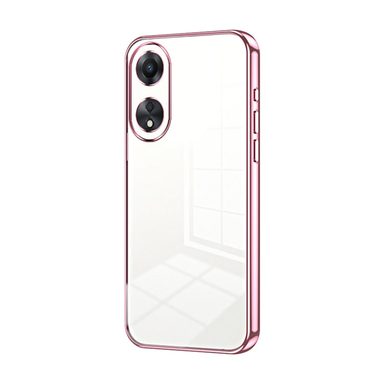 For OPPO A58 5G / A58x 5G Transparent Plating Fine Hole Phone Case(Pink) - OPPO Cases by PMC TechLife | Online Shopping South Africa | PMC TechLife | Buy Now Pay Later Mobicred