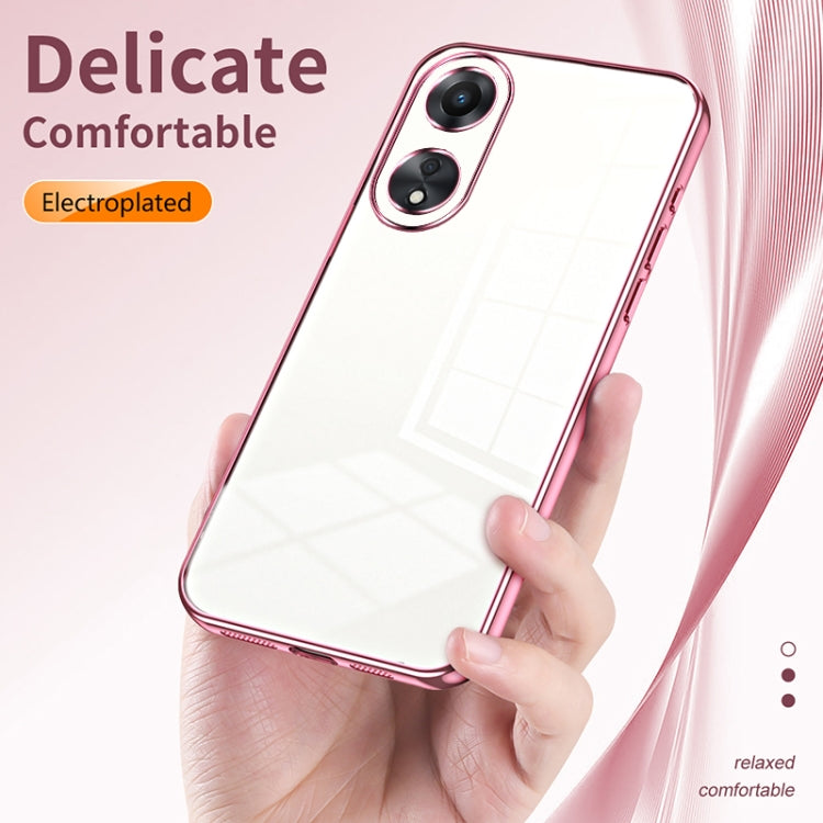 For OPPO A58 5G / A58x 5G Transparent Plating Fine Hole Phone Case(Pink) - OPPO Cases by PMC TechLife | Online Shopping South Africa | PMC TechLife | Buy Now Pay Later Mobicred