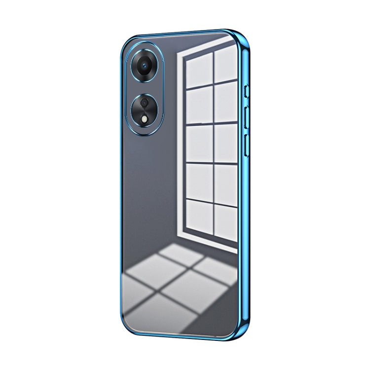 For OPPO A58 5G / A58x 5G Transparent Plating Fine Hole Phone Case(Blue) - OPPO Cases by PMC TechLife | Online Shopping South Africa | PMC TechLife | Buy Now Pay Later Mobicred