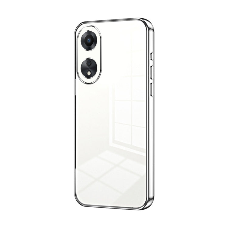 For OPPO A58 5G / A58x 5G Transparent Plating Fine Hole Phone Case(Silver) - OPPO Cases by PMC TechLife | Online Shopping South Africa | PMC TechLife | Buy Now Pay Later Mobicred