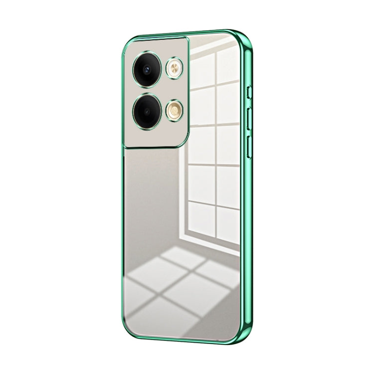 For OPPO Reno9 / Reno9 Pro Transparent Plating Fine Hole Phone Case(Green) - OPPO Cases by PMC TechLife | Online Shopping South Africa | PMC TechLife | Buy Now Pay Later Mobicred