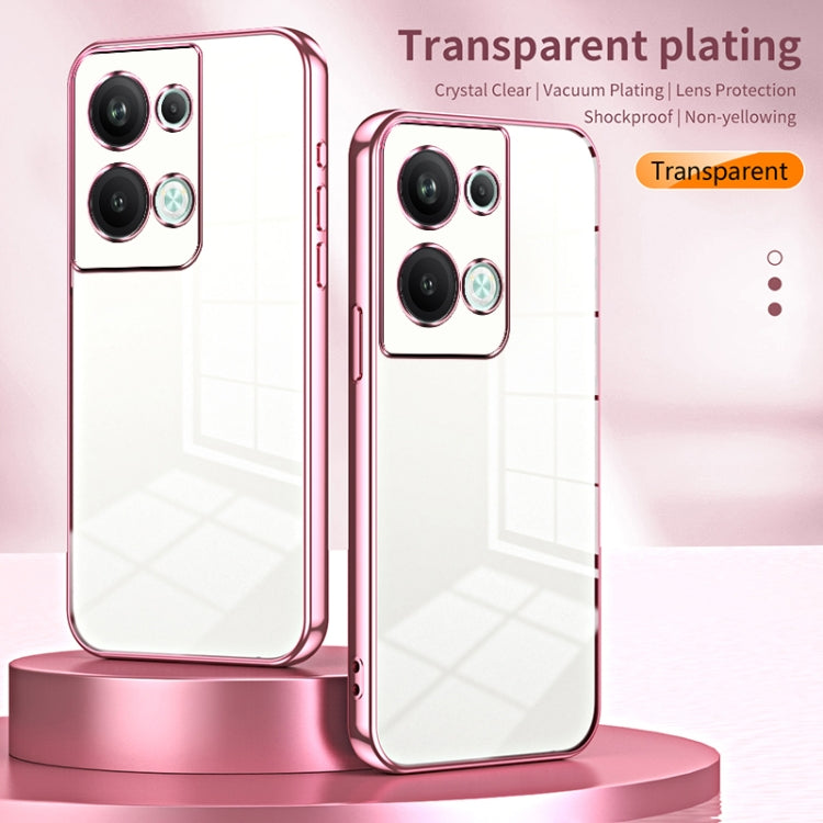 For OPPO Reno9 Pro+ Transparent Plating Fine Hole Phone Case(Pink) - OPPO Cases by PMC TechLife | Online Shopping South Africa | PMC TechLife | Buy Now Pay Later Mobicred
