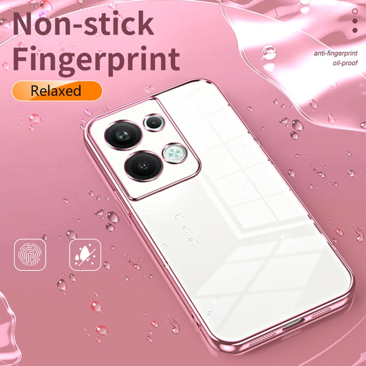 For OPPO Reno9 Pro+ Transparent Plating Fine Hole Phone Case(Pink) - OPPO Cases by PMC TechLife | Online Shopping South Africa | PMC TechLife | Buy Now Pay Later Mobicred