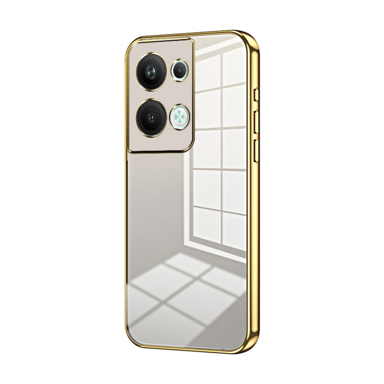For OPPO Reno9 Pro+ Transparent Plating Fine Hole Phone Case(Gold) - OPPO Cases by PMC TechLife | Online Shopping South Africa | PMC TechLife | Buy Now Pay Later Mobicred