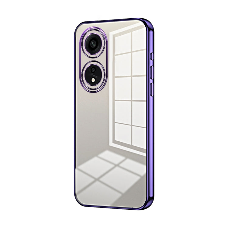 For OPPO A1 Pro Transparent Plating Fine Hole Phone Case(Purple) - OPPO Cases by PMC TechLife | Online Shopping South Africa | PMC TechLife | Buy Now Pay Later Mobicred