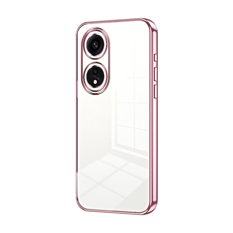 For OPPO A1 Pro Transparent Plating Fine Hole Phone Case(Pink) - OPPO Cases by PMC TechLife | Online Shopping South Africa | PMC TechLife | Buy Now Pay Later Mobicred