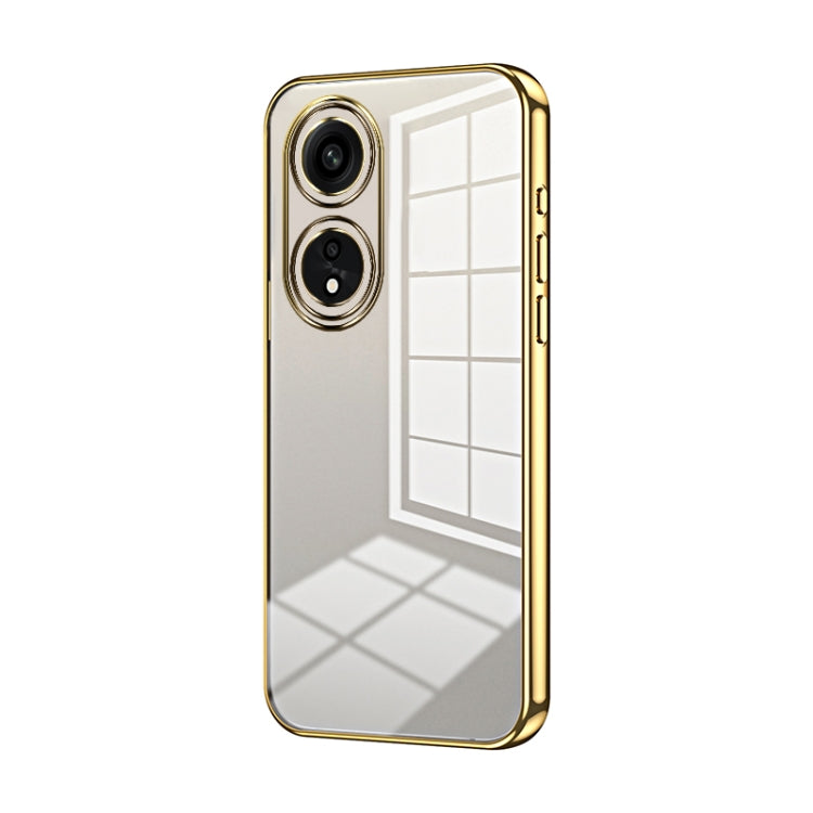 For OPPO A1 Pro Transparent Plating Fine Hole Phone Case(Gold) - OPPO Cases by PMC TechLife | Online Shopping South Africa | PMC TechLife | Buy Now Pay Later Mobicred