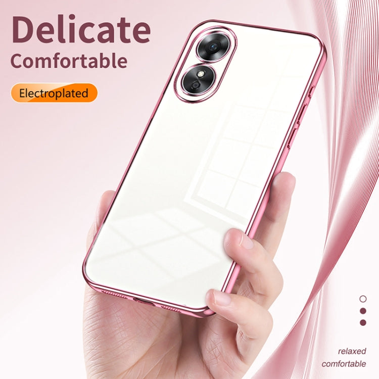 For OPPO A17 / A17K Transparent Plating Fine Hole Phone Case(Black) - free shipping - PMC TechLife - Order now!