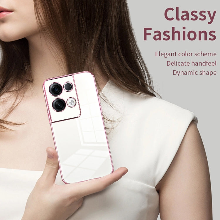 For OPPO Reno8 Pro+ Transparent Plating Fine Hole Phone Case(Pink) - OPPO Cases by PMC TechLife | Online Shopping South Africa | PMC TechLife | Buy Now Pay Later Mobicred