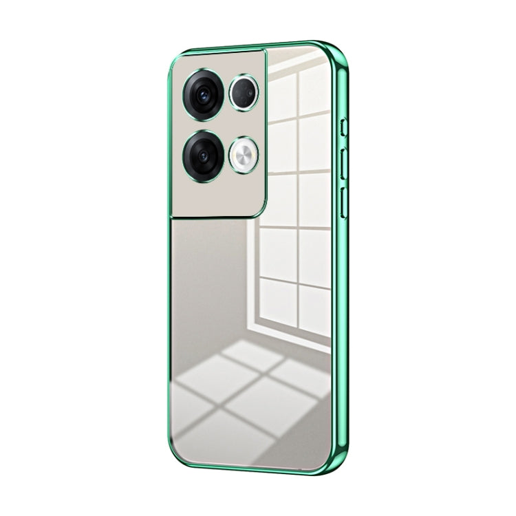 For OPPO Reno8 Pro+ Transparent Plating Fine Hole Phone Case(Green) - OPPO Cases by PMC TechLife | Online Shopping South Africa | PMC TechLife | Buy Now Pay Later Mobicred