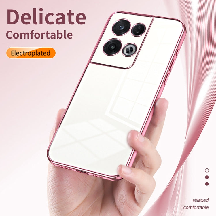 For OPPO Reno8 Pro Transparent Plating Fine Hole Phone Case(Pink) - OPPO Cases by PMC TechLife | Online Shopping South Africa | PMC TechLife | Buy Now Pay Later Mobicred