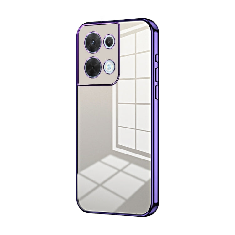For OPPO Reno8 Transparent Plating Fine Hole Phone Case(Purple) - OPPO Cases by PMC TechLife | Online Shopping South Africa | PMC TechLife | Buy Now Pay Later Mobicred