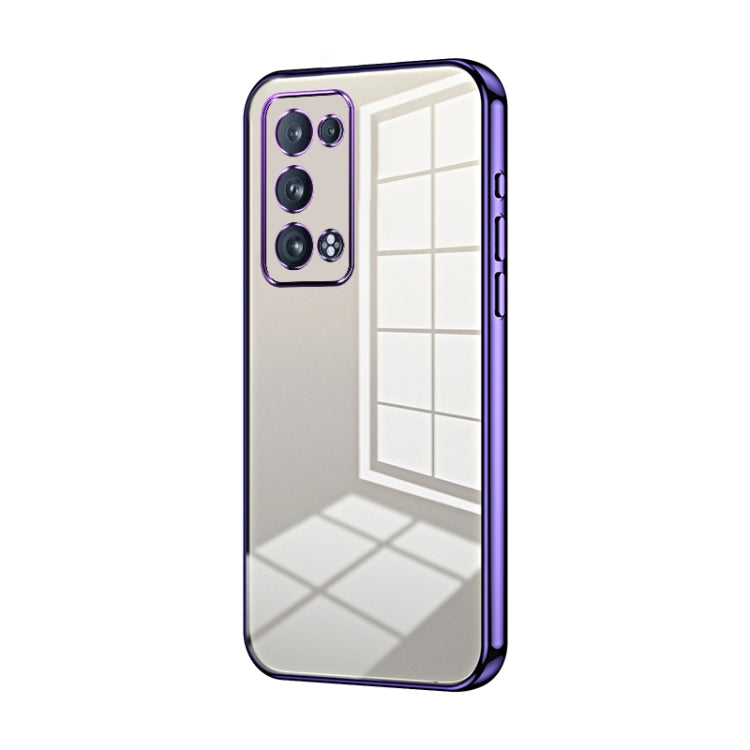 For OPPO Reno6 Pro+ Transparent Plating Fine Hole Phone Case(Purple) - OPPO Cases by PMC TechLife | Online Shopping South Africa | PMC TechLife | Buy Now Pay Later Mobicred