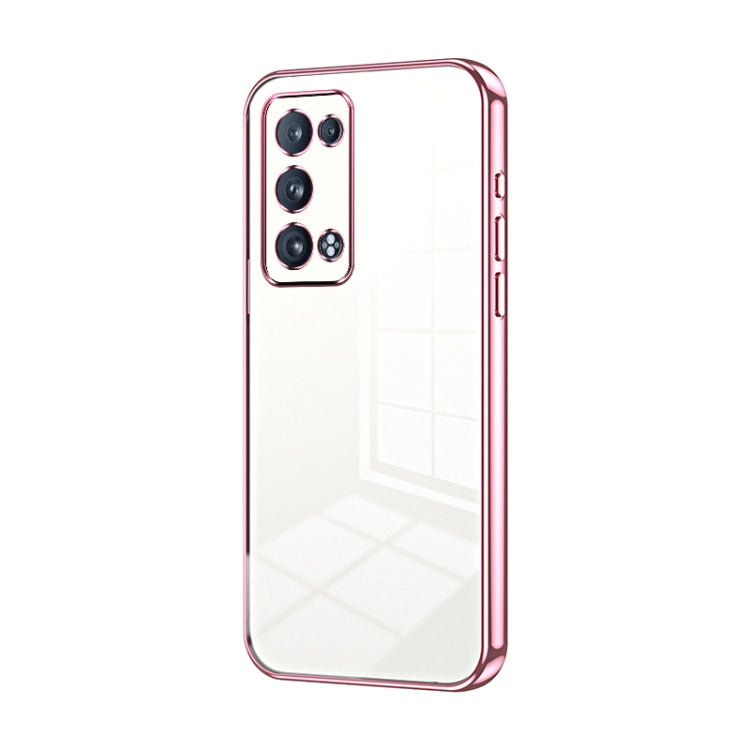 For OPPO Reno6 Pro+ Transparent Plating Fine Hole Phone Case(Pink) - OPPO Cases by PMC TechLife | Online Shopping South Africa | PMC TechLife | Buy Now Pay Later Mobicred