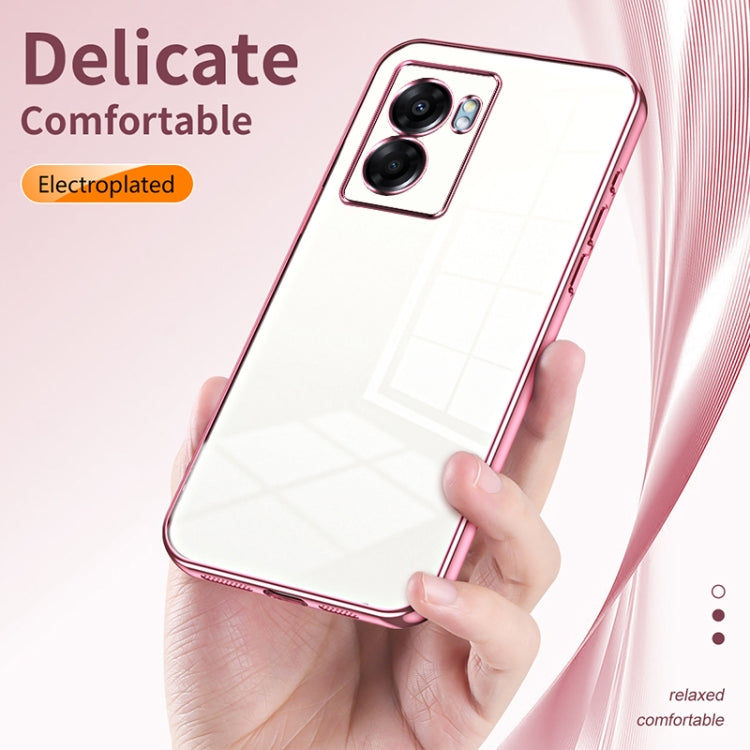 For OPPO A57 5G Transparent Plating Fine Hole Phone Case(Silver) - OPPO Cases by PMC TechLife | Online Shopping South Africa | PMC TechLife | Buy Now Pay Later Mobicred