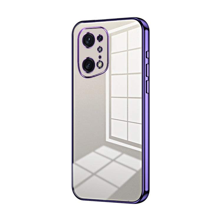 For OPPO Find X5 Pro Transparent Plating Fine Hole Phone Case(Purple) - OPPO Cases by PMC TechLife | Online Shopping South Africa | PMC TechLife | Buy Now Pay Later Mobicred