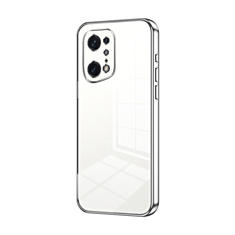 For OPPO Find X5 Pro Transparent Plating Fine Hole Phone Case(Silver) - OPPO Cases by PMC TechLife | Online Shopping South Africa | PMC TechLife | Buy Now Pay Later Mobicred